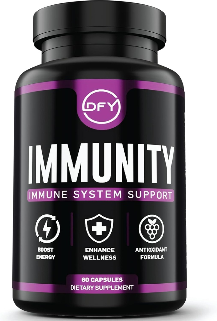 DFY Immune Support Capsules - con Elderberry Sambucus, Vitamina C, Sambucus Elderberry, Vitamina D3 5000 UI, Zinc y Ginger