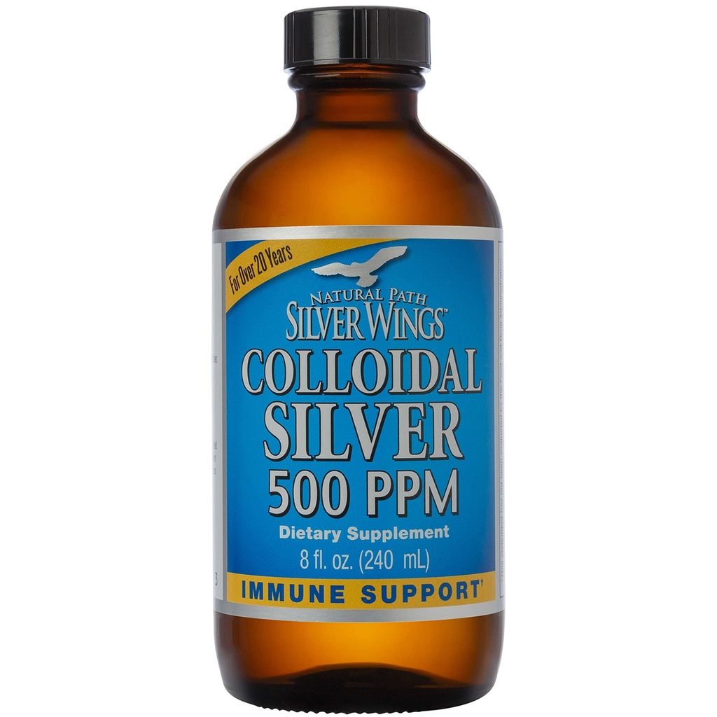 Natural Path Alas de Plata Colloidal Plata 500ppm (2,500mcg) Immune Support Suplemento 8 fl. oz.