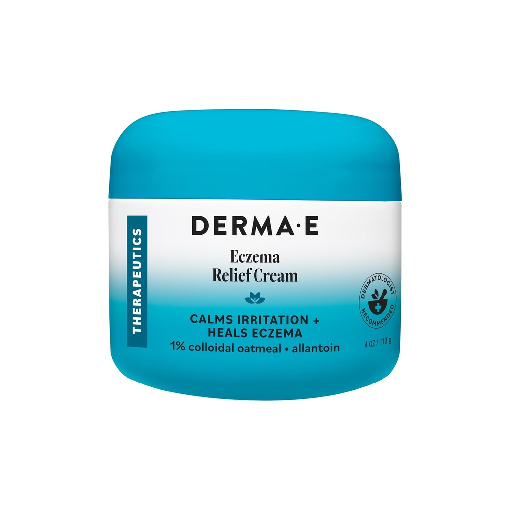 Derma E E Eczema Relief Cream – All Natural Itch Relief – Soothing, Relieves Flaky, Scaly and Dry Skin - Antioxidant-Rich Topical Eczema and Psoriasis Cream, 4oz