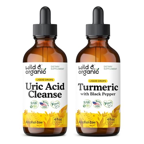 Wild &amp; Organic Uric Acid Cleanse Tincture 4 fl oz &amp; Turmeric Tincture 4 fl oz