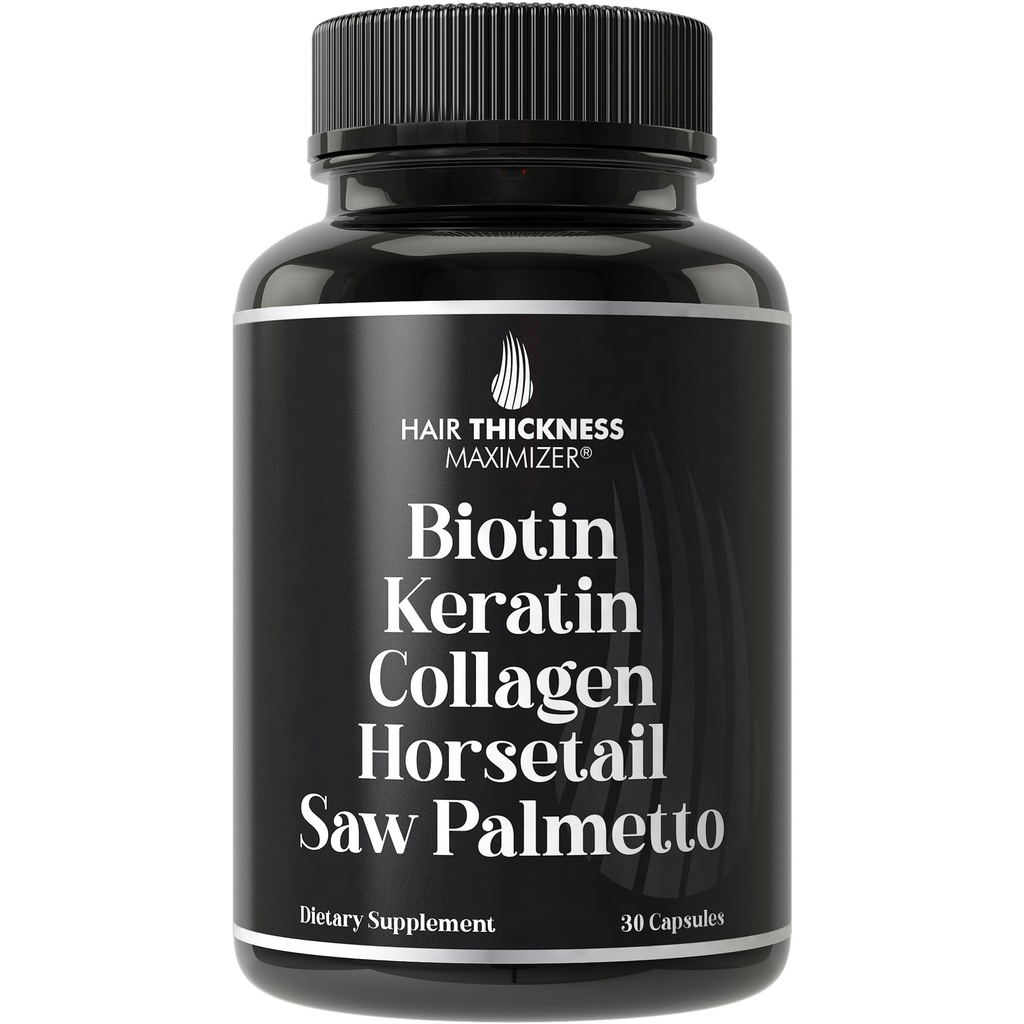 Biotina (5000mcg), Keratina, Collagen, Horsetail, Saw Palmetto – 5-in-1 Suplemento de Crecimiento del Pelo " Vitaminas para Hombres Mujer, DHT Blocker Capsules for Thinning - Crecimiento del Pelo Vitaminas