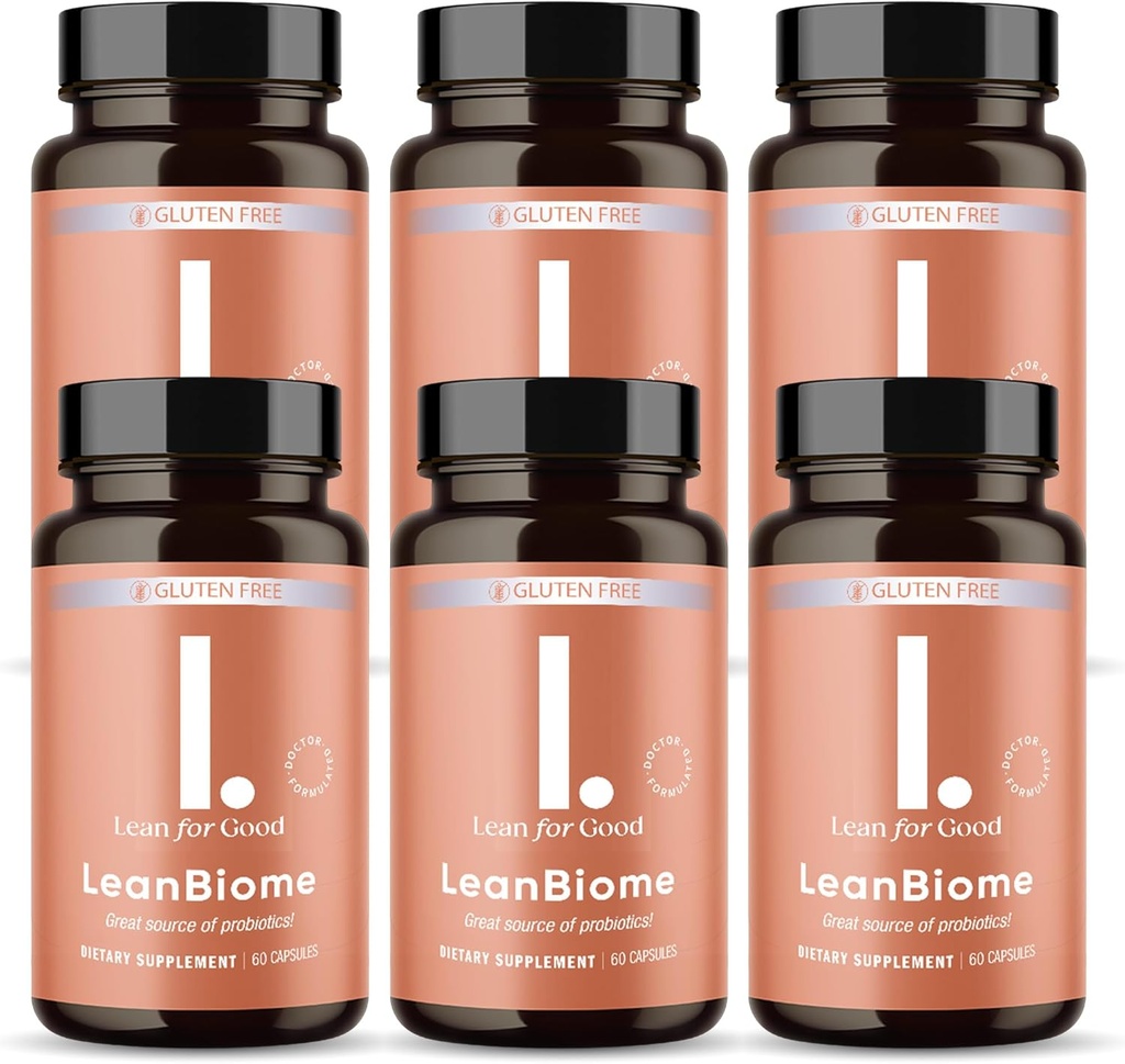 LeanBiome, 9-Strain Fórmula Probiótica, soporta un microbioma de Gut equilibrado, potentes probióticos de Gut con Phytosome Greenselect - 60 cápsulas, 6 Pack