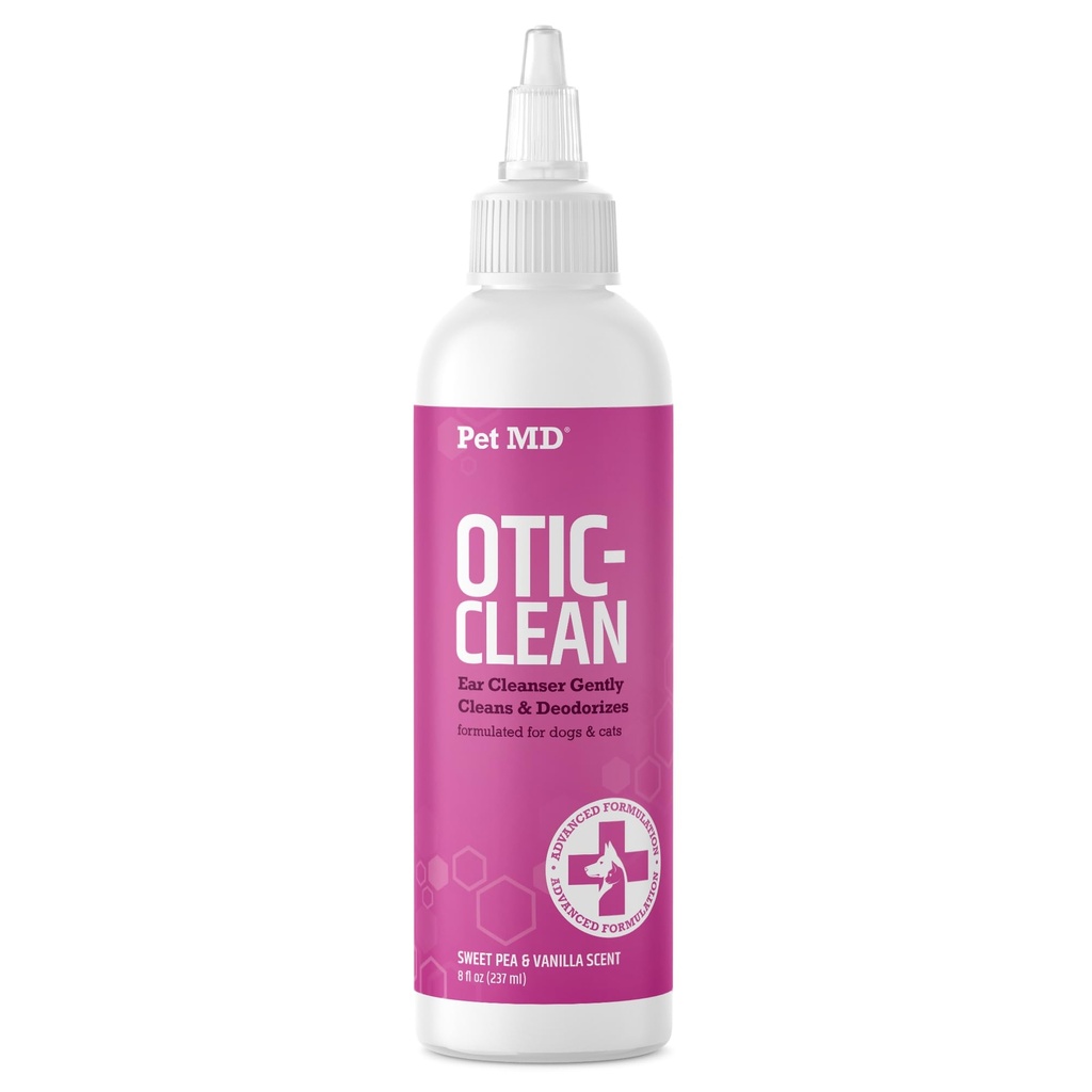 Pet MD Otic Clean Dog Ear Cleaner for Cats and Dogs - Efectivo contra las infecciones, picazón y control Odor - 8 oz