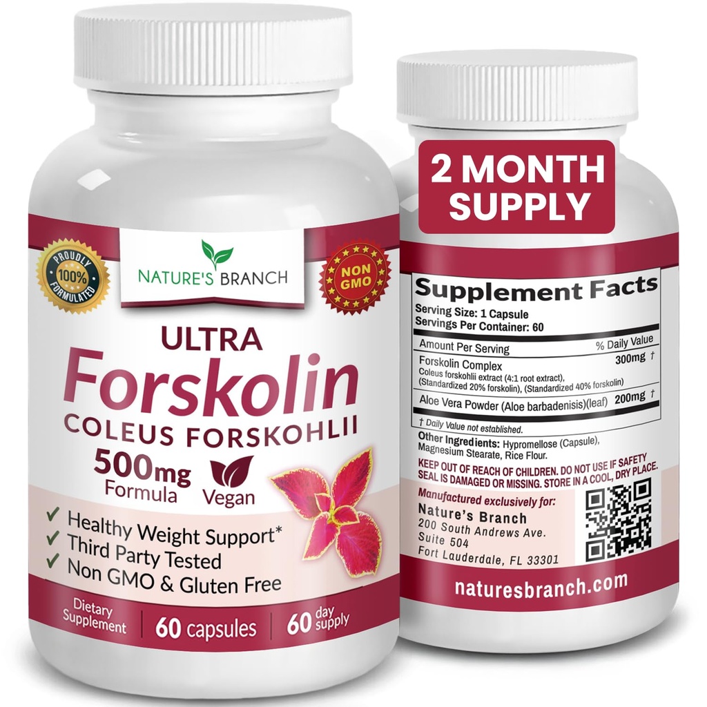 Ultra Pure Forskolin for Weight Management Maximum Strength ← Coleus Forskohlii Extract Powder, 40% Standardized Lean Supplement for Men &amp; Women ← Premium Extreme Boost Complex - 60 cápsulas