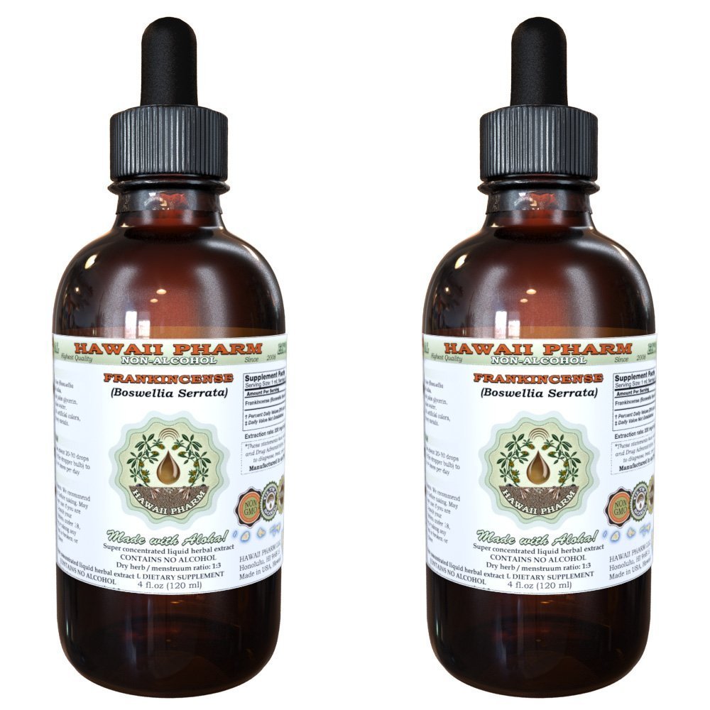 Extracto líquido libre de alcohol, Frankincense (Boswellia Serrata) Resistente seco Glycerite Hawaii Pharm Natural Herbal Suplemento 2x4 oz