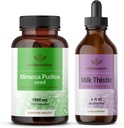 HerbAMAMA Mimosa Pudica y Milk Thistle Kit - Bundle of 1000 mg Mimosa Pudica Capsules " Milk Thistle Tincture 4 fl oz - Vegan, Non-GMO, Sugar " Alcohol-Free - 2 Pack