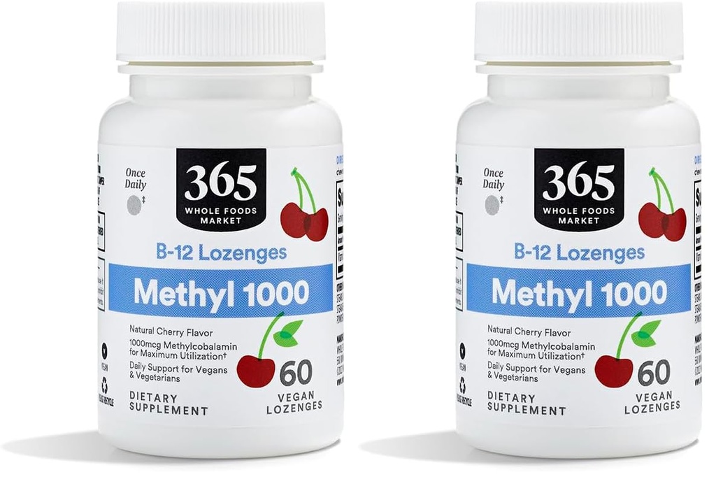 Mercado completo de alimentos, Metil B-12 Lozenges 1000mcg, Cherry Flavor, 60 ct (Pack of 2)