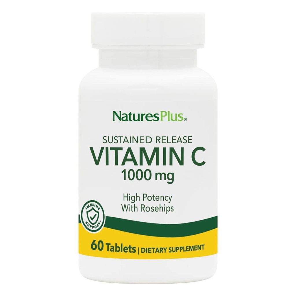 NaturesPlus Sustained Release 1000 mg Vitamina C - 60 Tablets - With Rose Hips - Vegetarian, Gluten Free - 60 Servings