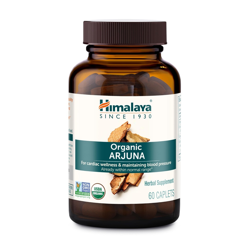 Himalaya Organic Arjuna, 60 Day Supply - Herbal Supplement Supporting Heart Health and Normal Blood Pressure - USDA Organic, Vegan, Non-GMO, Gluten Free, 700 mg, 60 cápsulas