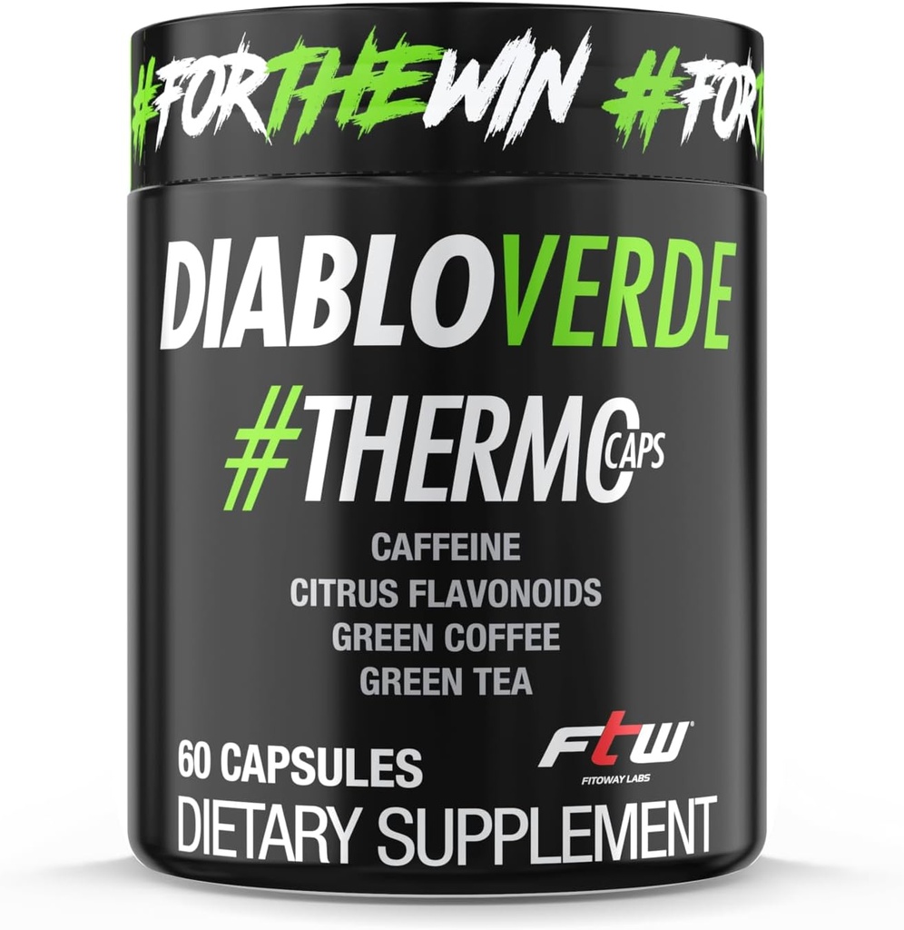 Diablo Verde Thermo Caps - 395mg Caffeine, Citrus, Café Verde, Té Verde - 60 cápsulas, 60 piezas