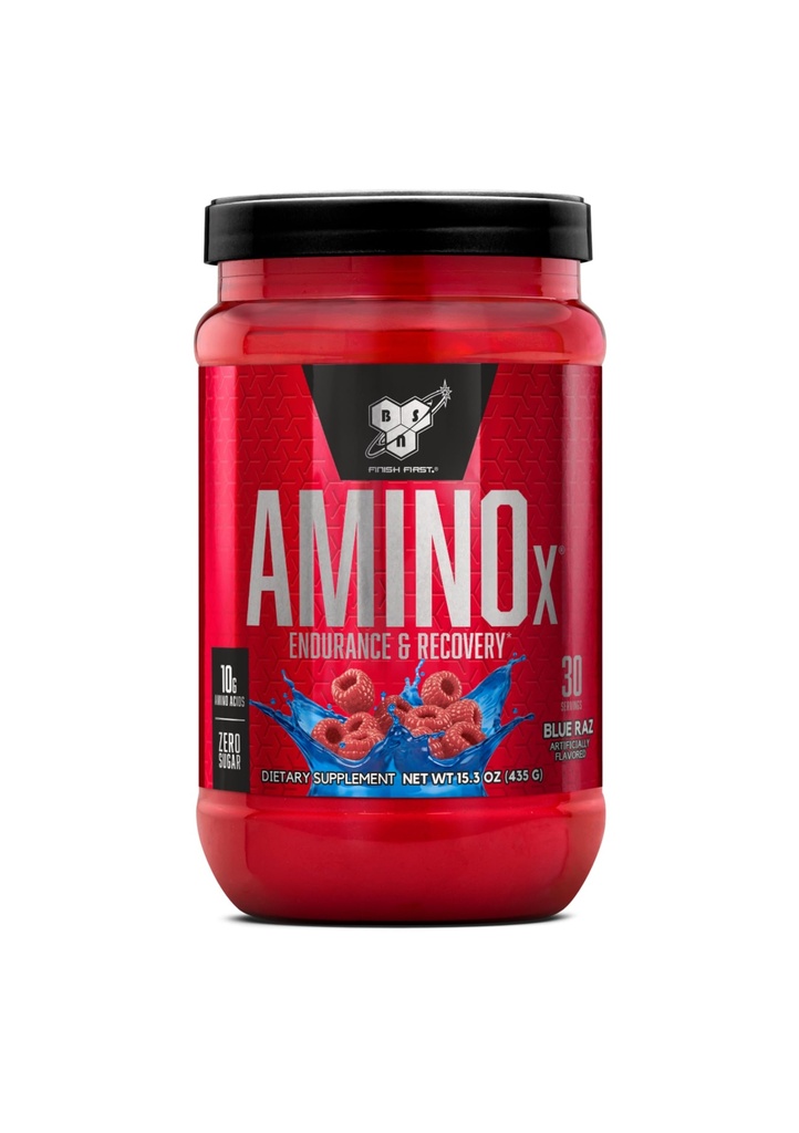 BSN Amino X Muscle Recovery " Endurance Powder with BCAAs, 10 Grams of Amino Acids, Keto Friendly, Caffeine Free, Support Endurance, Zero Sugar, Blue Raz, 30 servings (Packaging May Vary)