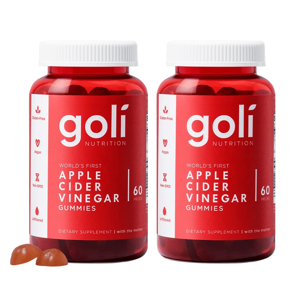 Suplemento Nutricional de Goli, Vinagre de manzana de Gummy Vitaminas Nutrición, 2 Pack de 60 Cuentas