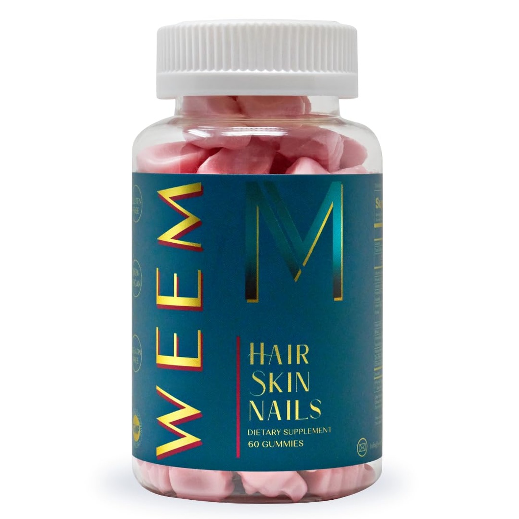 WeEM Hair Skin and Nails Gummies - Supports Healthy Hair - Vegan biotin Vitamins for Women &amp; Men Supports Faster Hair Growth, Stronger Nails, Healthy Skin, Extra Strength (1)