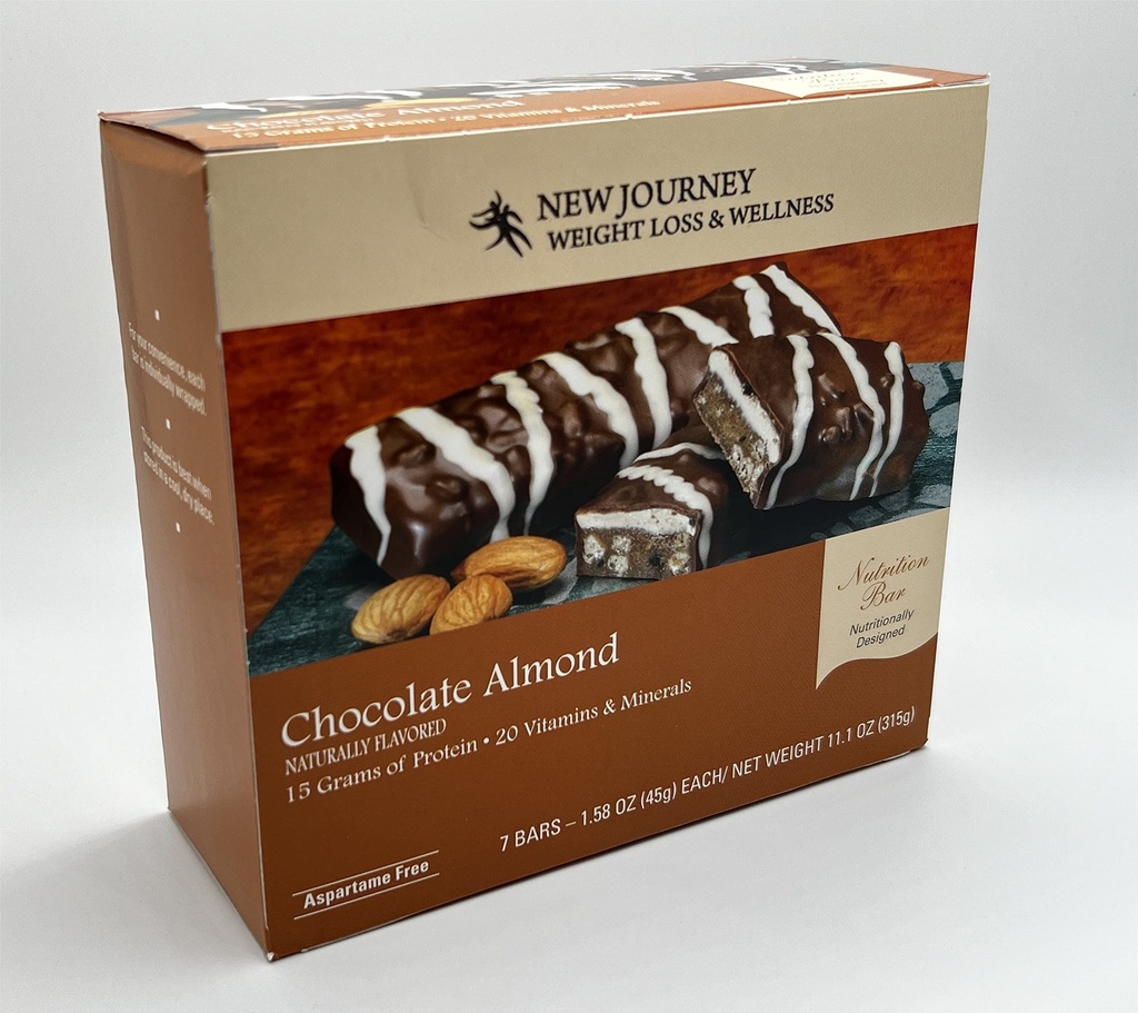 Chocolate Almond Bar - Nueva pérdida de peso de viaje &amp; Wellness - High Protein Nutrition Bar (7 bares/box)