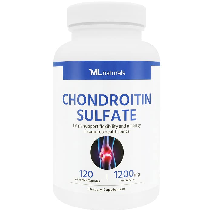 ML Naturals Condroitina Sulfato 1200 mg, 120 cápsulas Vegan. 99% Condroitina de pureza para flexibilidad y movilidad, NSF-Certified > CGMP compatible