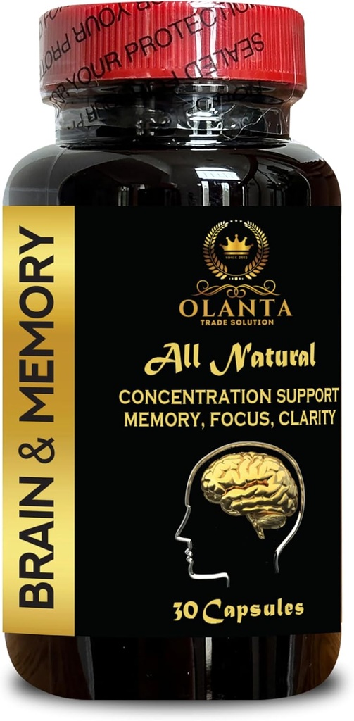 Apoyo a la memoria cerebral - Focus mental, Suplementos de Mejora de la memoria, apoya la salud cerebral, aumenta el rendimiento mental " promueve la salud cerebral a largo plazo - 1 botella 30 cápsulas.
