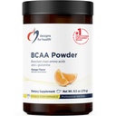 Diseños para la salud BCAA Polvo con L-Glutamina - Aminoácidos de cadena ramificado Polvo + L-Glutamina Suplemento para apoyar músculos + entrenamientos - Orange Flavored Drink Mix (30 Servimientos / 270g)