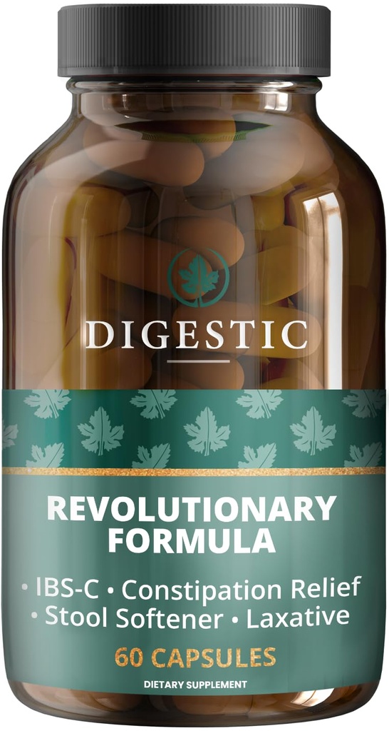 Digestic - Laxative for Constipation Relief, Stool Softener for IBS Severe and Strong Constipation 100% Natural - 60 cápsulas - Colon Cleanse, Detox Cleanse, Gas and Bloating Stomach Relief for Adults