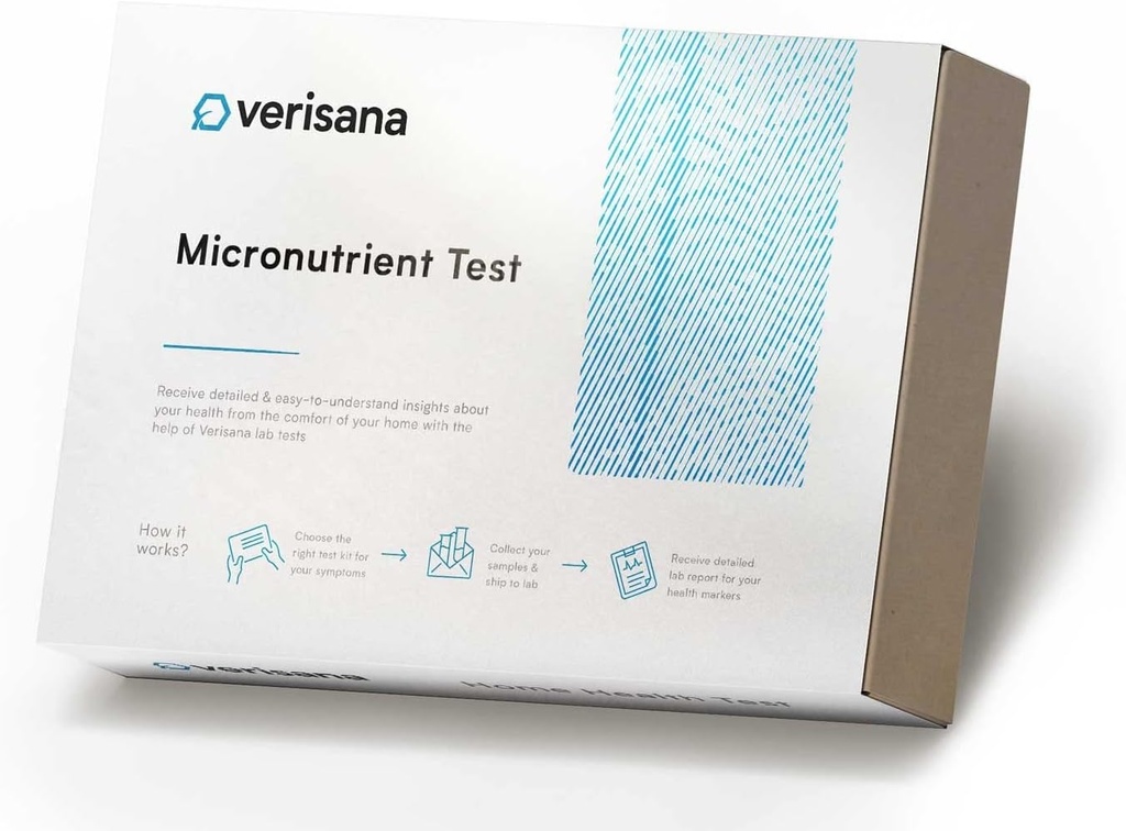 Test de micronutrientes de Verisana " HbA1c + Cholesterol - Determinar su vitamina B9 " B12, niveles de vitamina D + HbA1c " Cholesterol – Fácilmente " desde el hogar – Análisis por laboratorio certificado de CLIA