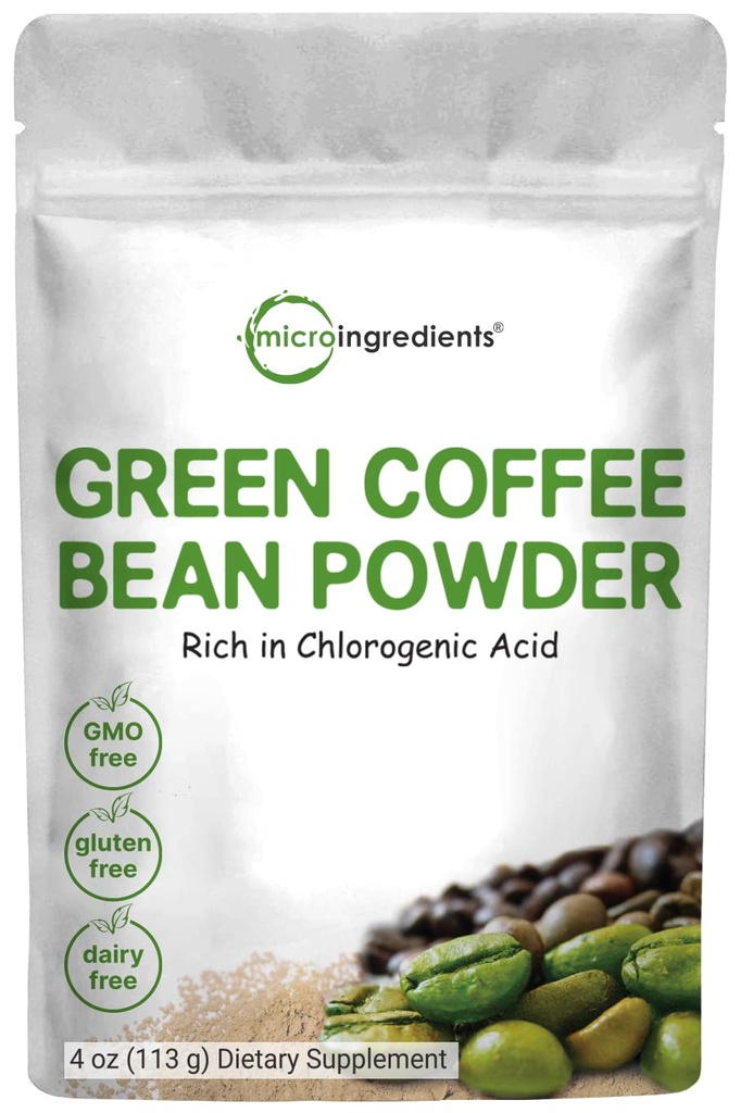 Extracto de grano de café verde puro, 4 onzas, Filler Gratis con cafeína natural, suplemento de quemado de grano de café verde con 50% ácido clorogénico, apoya el metabolismo y la gestión de peso, amistoso vegano