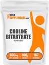 BulkSupplements.com Choline Bitartrate Powder - Suplementos de línea - Sin sabor, 600 mg por servicio, 100g (3,5 oz) (Pack of 1)