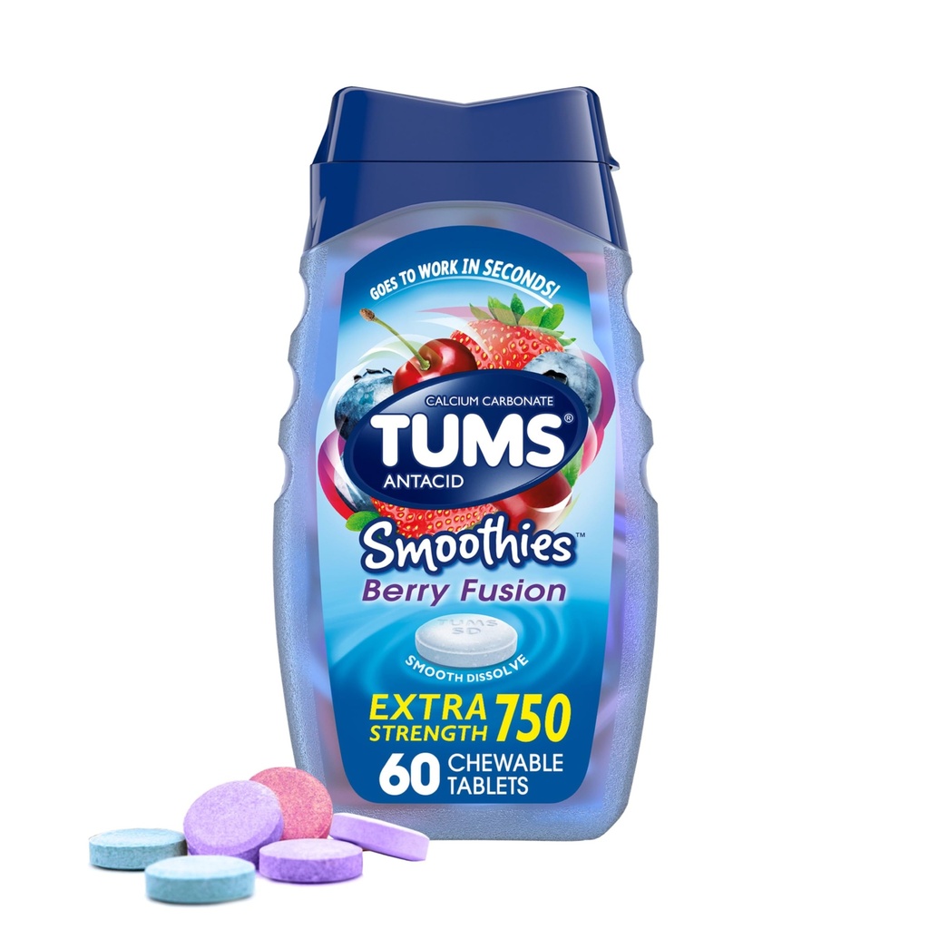 TUMS Antacid Smoothies Berry Fusion Tablets 60 Conde