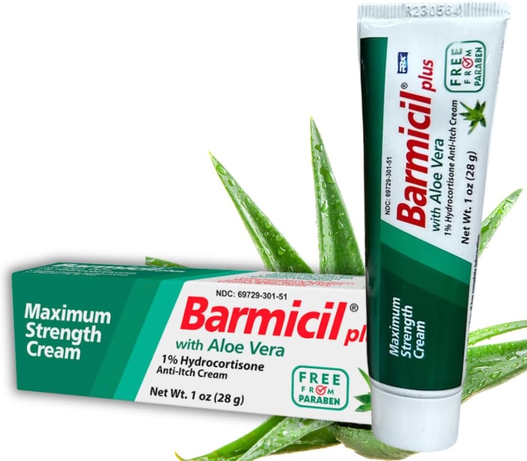 Más alergias de la piel de la crema Aloe Vera con 1% Hydrocortisone Maximum Strength Anti-Itch Contiene 1 oz Tube (28 Grams) Alivios de la piel