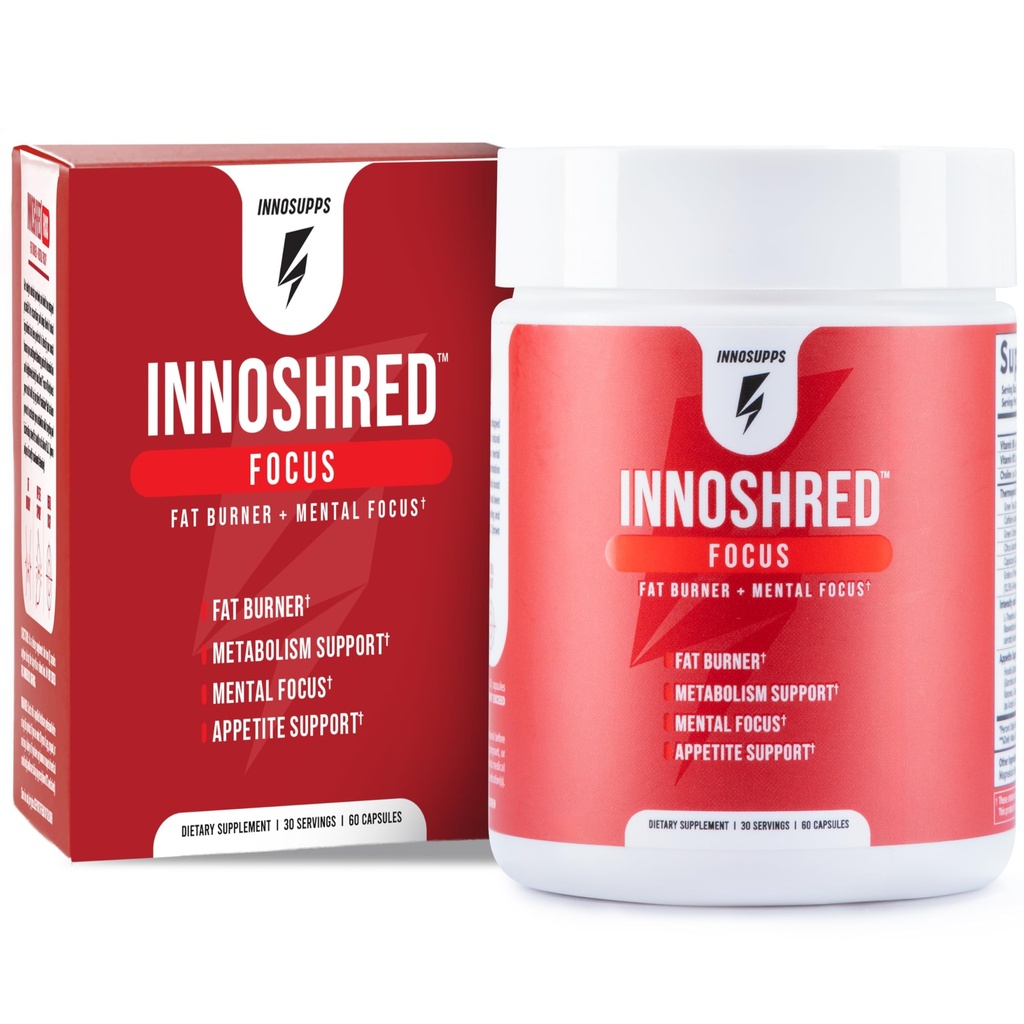Inno Shred Focus Day Time Fat Burner, 100mg Capsimax, Grains of Paradise, Organic Caffeine, Green Tea Extract, Appetite Suppressant, Weight Loss Support, 60 Veggie Capsules (60 cápsulas, con Focus)