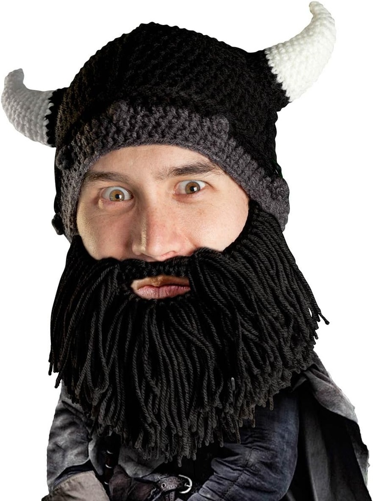 Beard Head Viking Looter - Original cuchillo hecho a mano Casco y barba negra extraíble