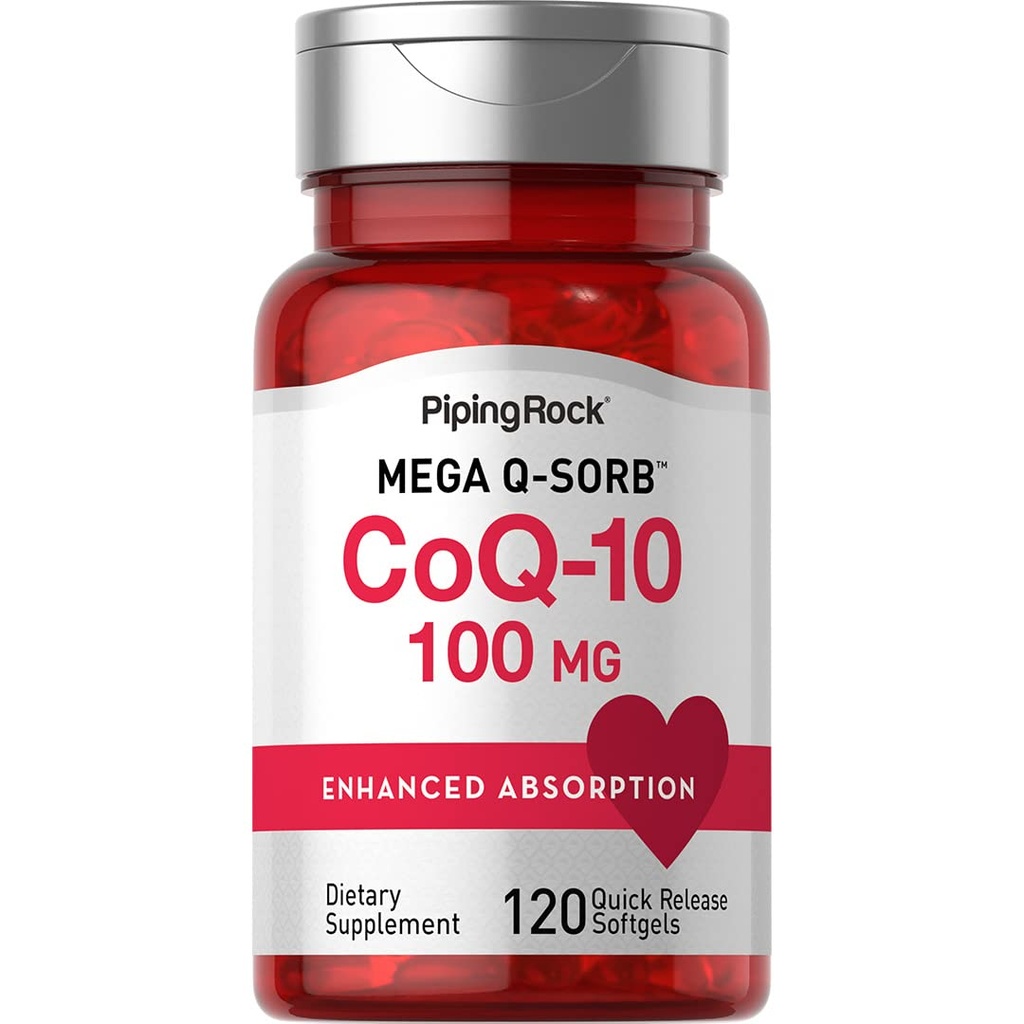 Piping Rock CoQ10 100mg ← 120 Softgels Silencio con Black Pepper Extract ← No GMO, Gluten Free Supplement