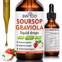 Soursop Graviola Liquid Drops for Cell Support &amp; Regeneration, Immune Boost, Relax, Liver and Sleep, Soursop Bitters Liquid, Sugar/Gluten Free, Natural Strawberries Flavor - 2 Fl Oz (60ml) Botella