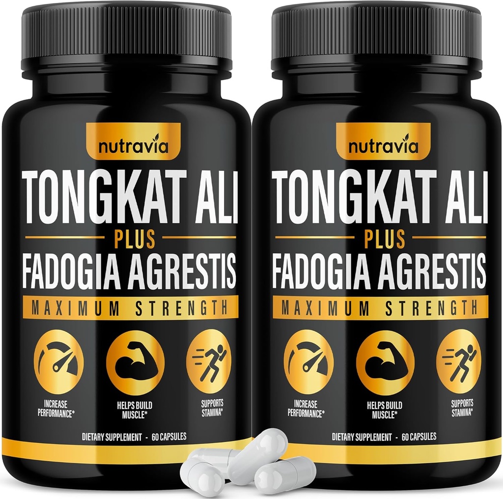 (2 Pack) Tongkat Ali Fadogia Agrestis for Men Supplement, Hombre Nitric Oxide Booster Longjack Tongkat Ali Extract Powder Vitaminas Test Pump Flow Performance Blend Tongkat-Ali for Women (120 cápsulas)