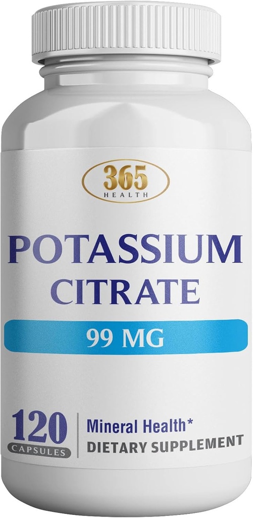 Potasio de Salud (Citar) - Eléctrico Esencial Suplemento de Apoyo Nerve &amp; Función muscular Salud del Corazón & Energía* - Cápsula de Citrato de Potasio - 120 Cápsulas