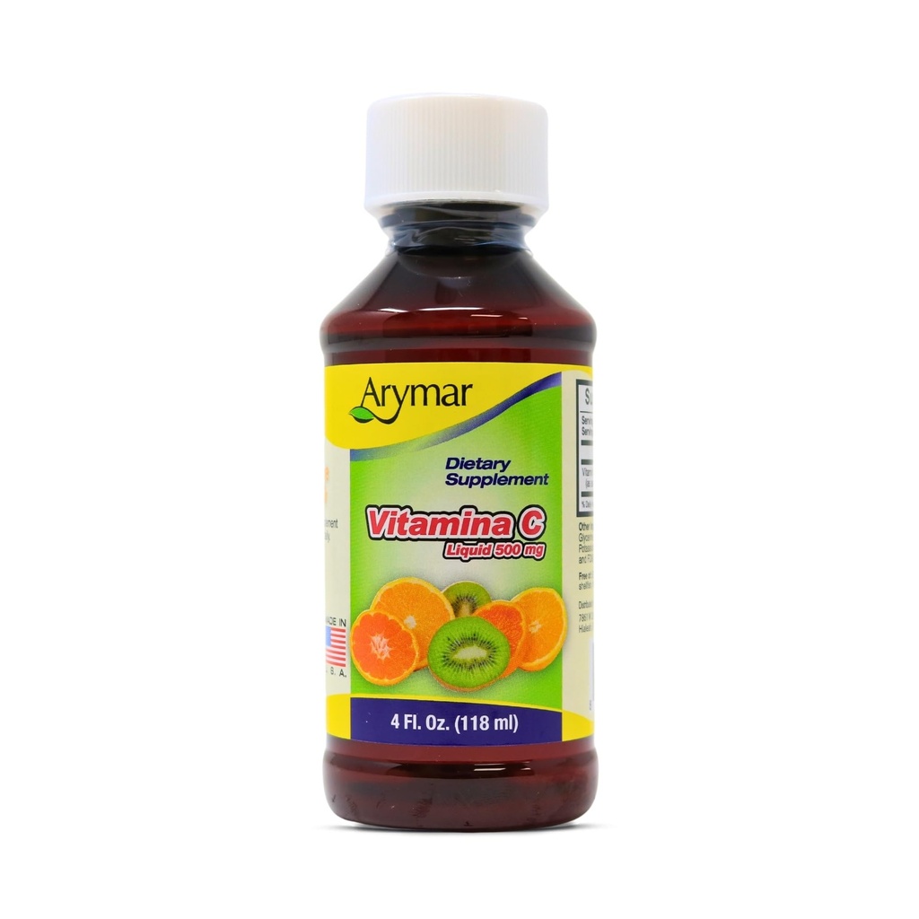 ARYMAR Vitamina C para Adultos, Soporte Inmunitario, Antioxidante, Sabor Naranja (4 Fl Oz/Pack de 1)