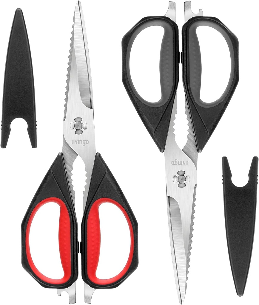 Tijeras de cocina LIVINGO, 2 Pack 9.25" Utilidad Todos los Propósitos Poultry Shears Heavy Duty Dishwasher Safe, Come Apart Sharp Tijeras de cocina de acero inoxidable para carne de corte, pollo, vegetal, pescado
