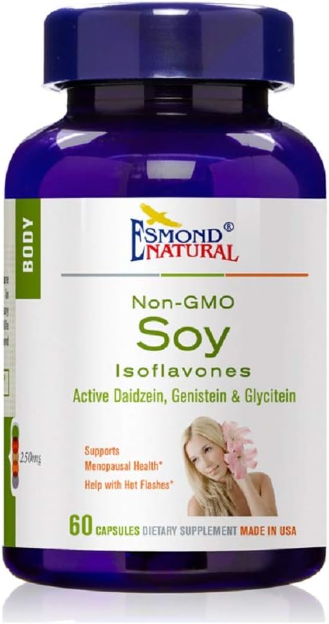 Soy Isoflavones Non-GMO (Supports Menopausal Health & Hot Flashes), GMP, Natural Product Assn Certified, Made in USA - 250mg, 60 cápsulas