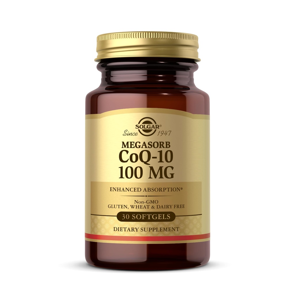 Solgar Megasorb CoQ-10 100 mg - 30 Softgels - Ausorción mejorada - No GMO, Gluten Gratis, Dairy Gratis - 30 Servings