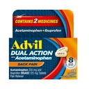 Advil Dual Action Back Pain Caplets ofrece 250mg Ibuprofen y 500mg Acetaminophen Por Dose durante 8 Horas de Back Pain Relief - 18 Cuenta