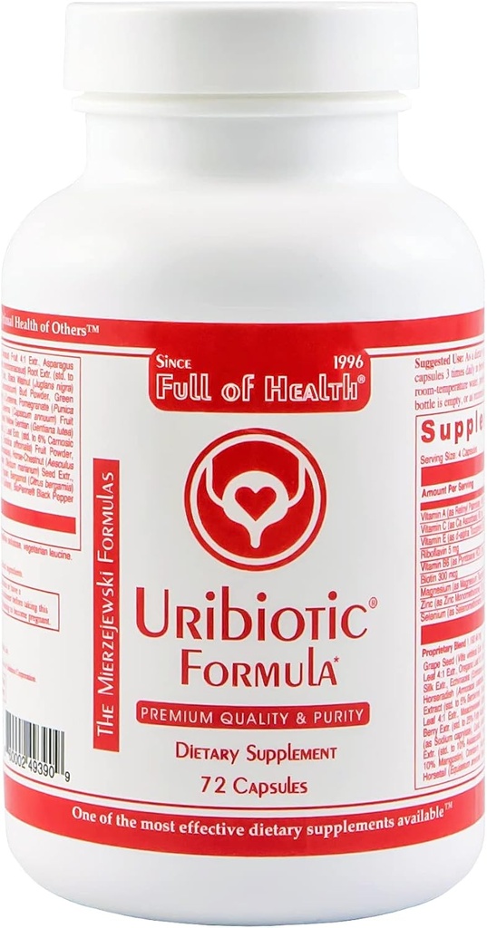 Fórmula Uribiótica [72 cápsulas] Desde 2003 – Apoyo avanzado para la vejiga urinaria, la salud de la próstata y el riñón   Suplemento dietético TEN 60 ingredientes de calidad