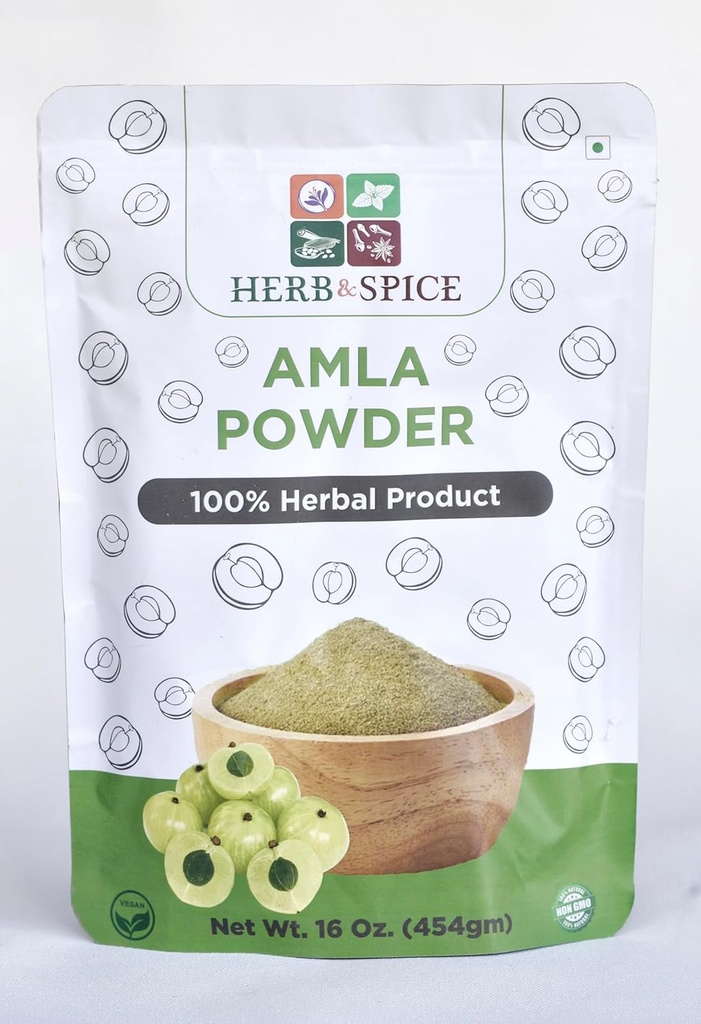 Polvo de amila orgánica, laboratorio testado, para metales pesados, vegano &amp; gluten libre, polvo de arándanos indios, vitamina C para el sistema inmunológico,100% Superalimentos ayurvédicos, antioxidantes, no GMO 1 lb (454 gramos)