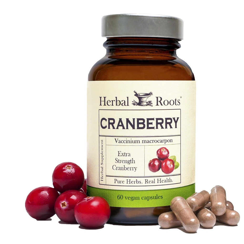 Herbal Roots Extra Strength Cranberry Pills for Women &amp; Men with Organic Nettle ¦ Urinary Tract Health ← 60 Vegan Capsules