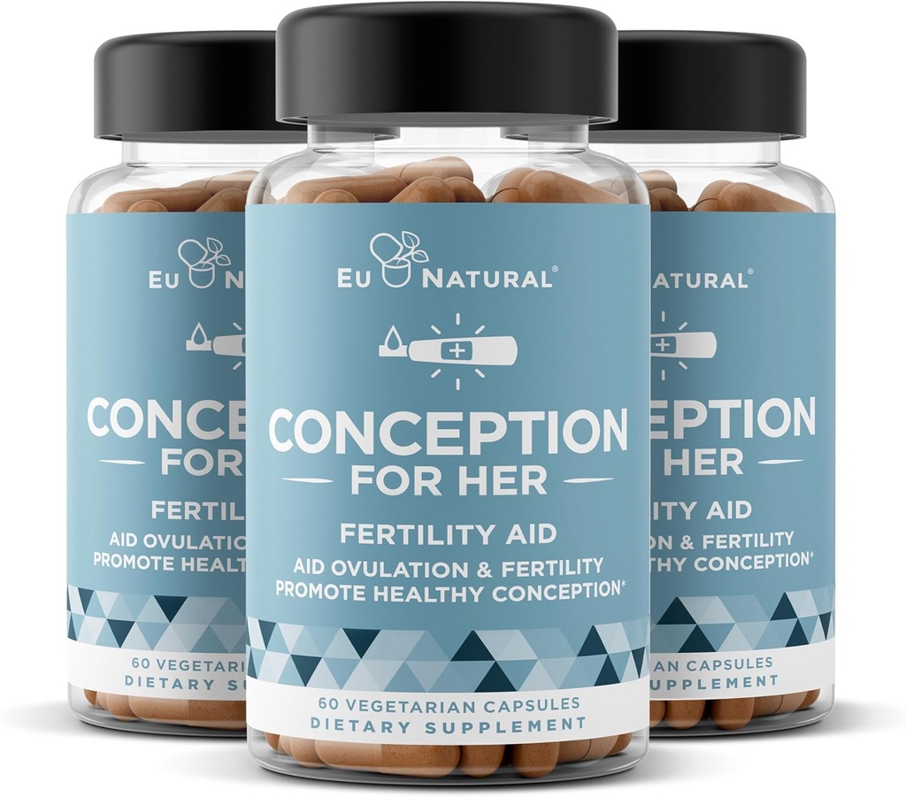 Concepción Suplementos de fertilidad para Mujer 3-Pack Bundle – Ayudas Ovulación, Equilibrio hormonal, & ciclos regulares – Prenatal Vitamina Soporte con Myo-Inositol, Folate, Ácido fólico, Vitex – 180 cápsulas