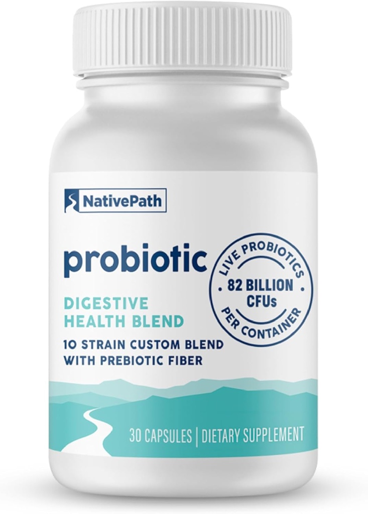 NativePath Daily Probiotic, 10-Strain Custom Blend Probiotics Suplemento para Hombres y Mujeres, 82 Billion CFUs - 30 Cuenta
