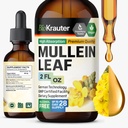 BIO KRAUTER Mullein Leaf Extract for Lungs 2 Fl. Oz - 28 Días de suministro - Pure Mullein Drops for Lung Cleanse " Detox - Vegan Respiratory Supplements - Non-GMO, No Sugar " Alcohol