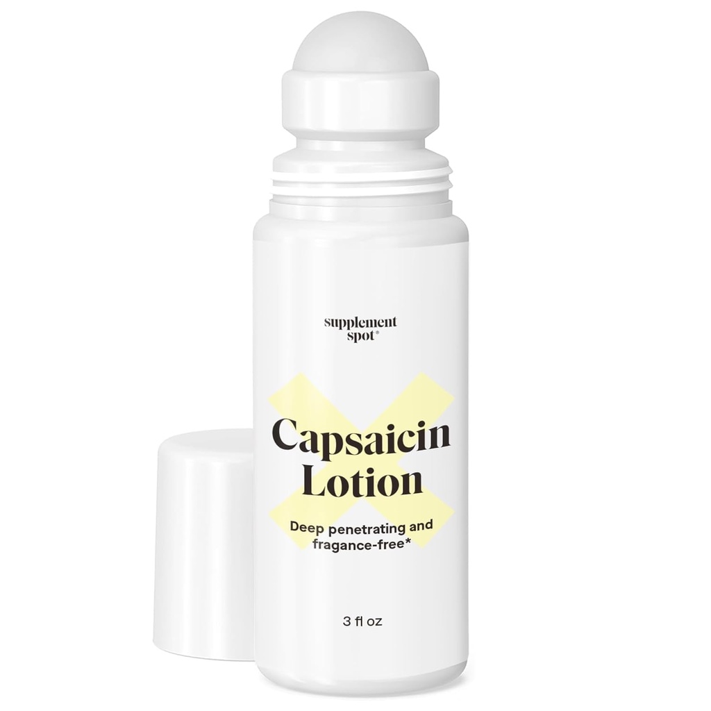 Loción de capsaicina – Crema para las articulaciones de musculos – Rollo de penetración profunda en w /0.075% Crema de capsaicina – (3 oz)