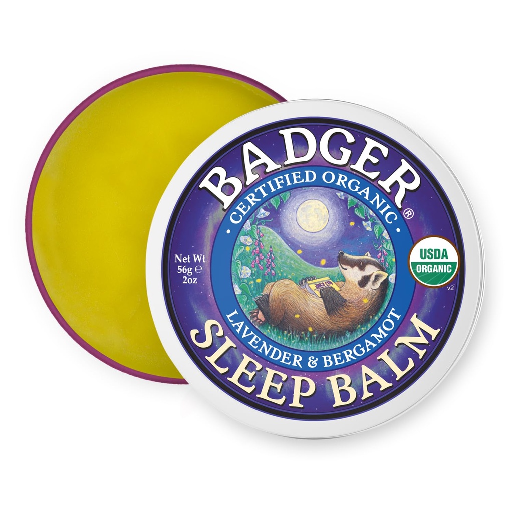 Badger - Natural Sleep Balm, Lavender & Bérgamot, Relaxing and Calming Balm for Children and Adults, 2 oz