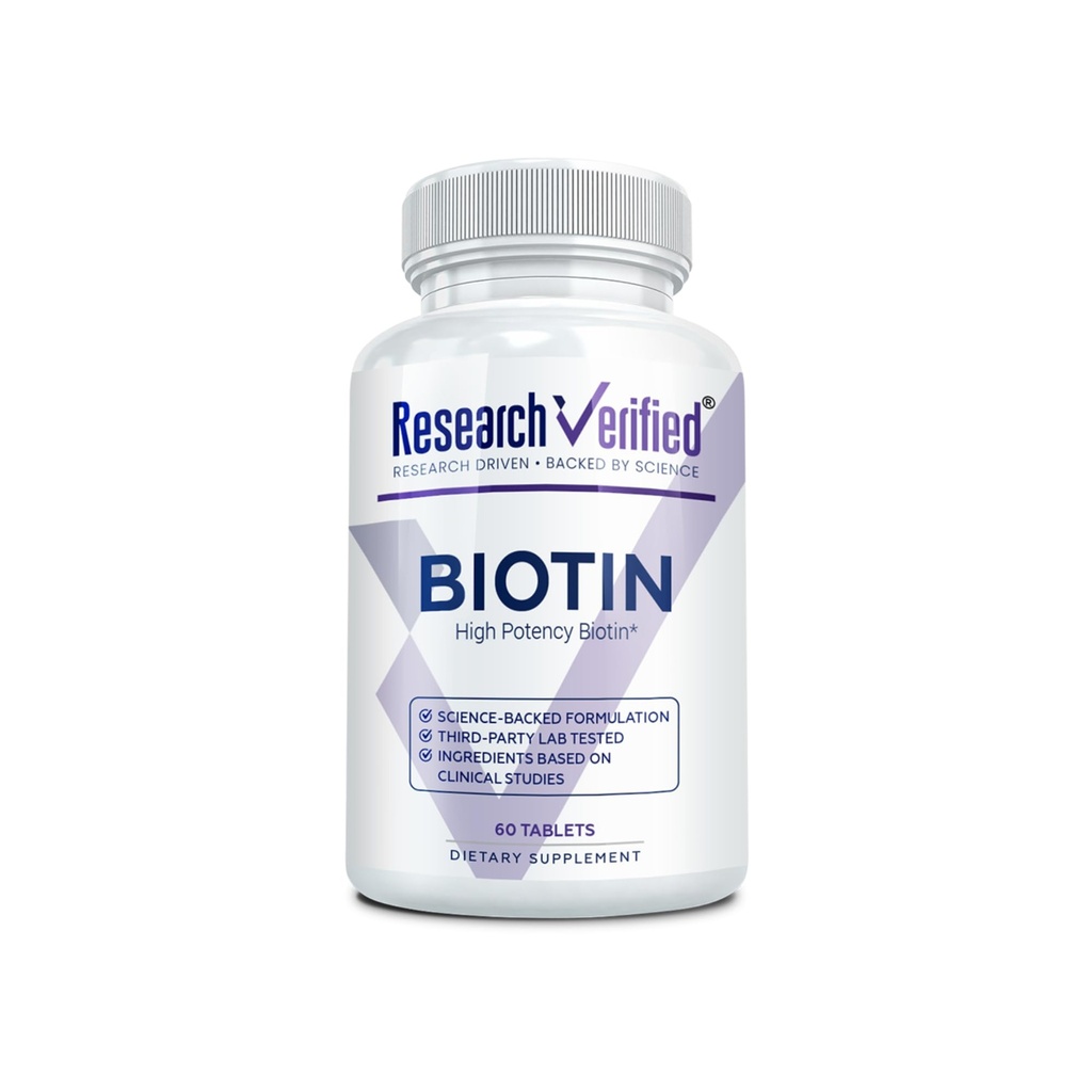 Investigación Biotina Verificada – Pura Biotina Extra Strength 10,000mcg para mejorar el cabello, la piel y la salud de uñas - 60 Tabletas Vegan, Made in USA