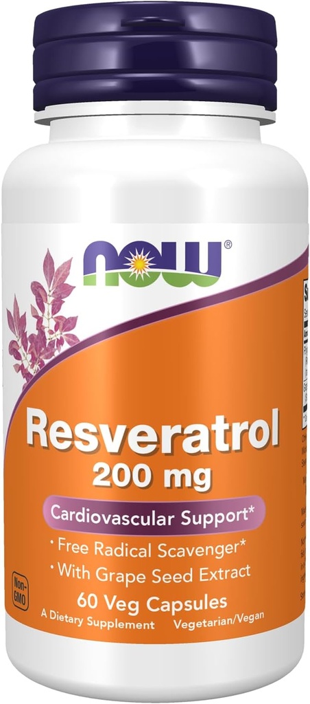 Ahora Alimentos Resveratrol 200 mg con Grape Seed Extract - 60 Veg Capsules