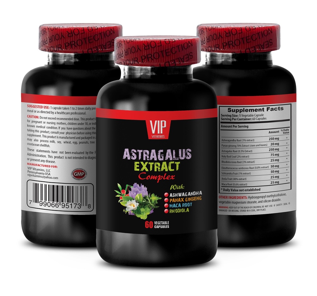 astragalus complex - ASTRAGALUS EXTRACT COMPLEX with Ashwagandha, Panax ginseng, Astragalus, Maca - cápsulas de albahaca santas, apoyo inmunitario astragalus, cápsulas de extracto astragalus 1 Bottle 60 cápsulas