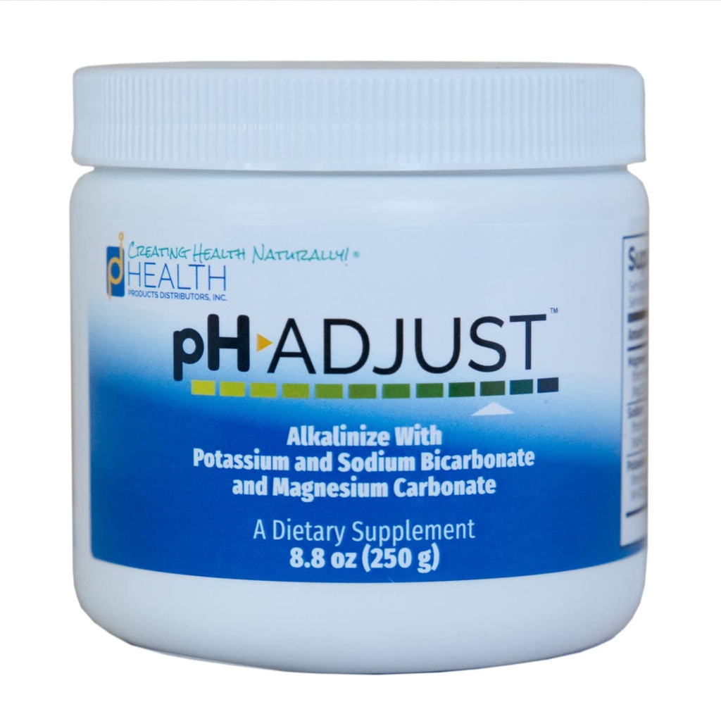 pH Adjust Alkalinizing Fórmula ANTE Alkalinize with Potassium and Sodium Bicarbonate and Magnesium Carbonate ← Rapidly Balances pH Levels ANTE Tastes Good TEN Easy-to-Use Fine Powder TEN 250 GM